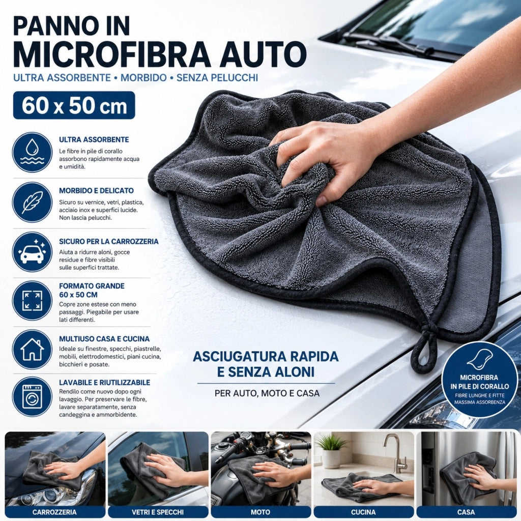 Panno Microfibra Auto 60 x 50 cm Pile Assorbente 17387-3