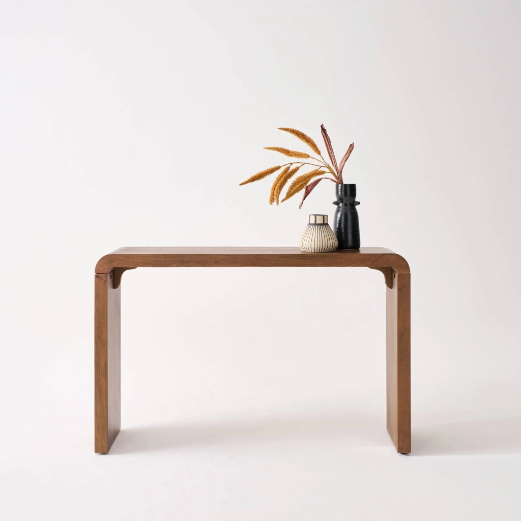 Consolle esotica in legno di acacia 120cm, noce