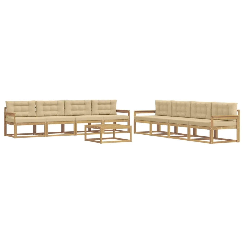 Set di divani da esterno 9 pcs Bianco e Beige 79 x 79 x 37 cm
