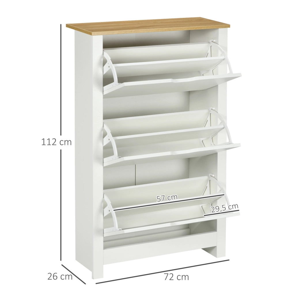 Scarpiera bianca a 3 cassetti, 72 x 26 x 112 cm
