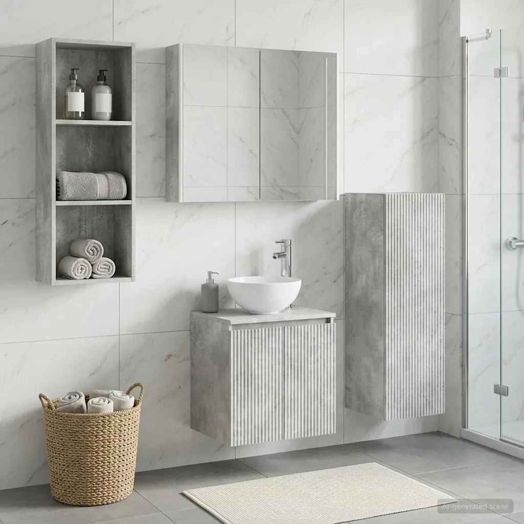 Set di mobili per il bagno 4 pcs Grigio Cemento 3407426