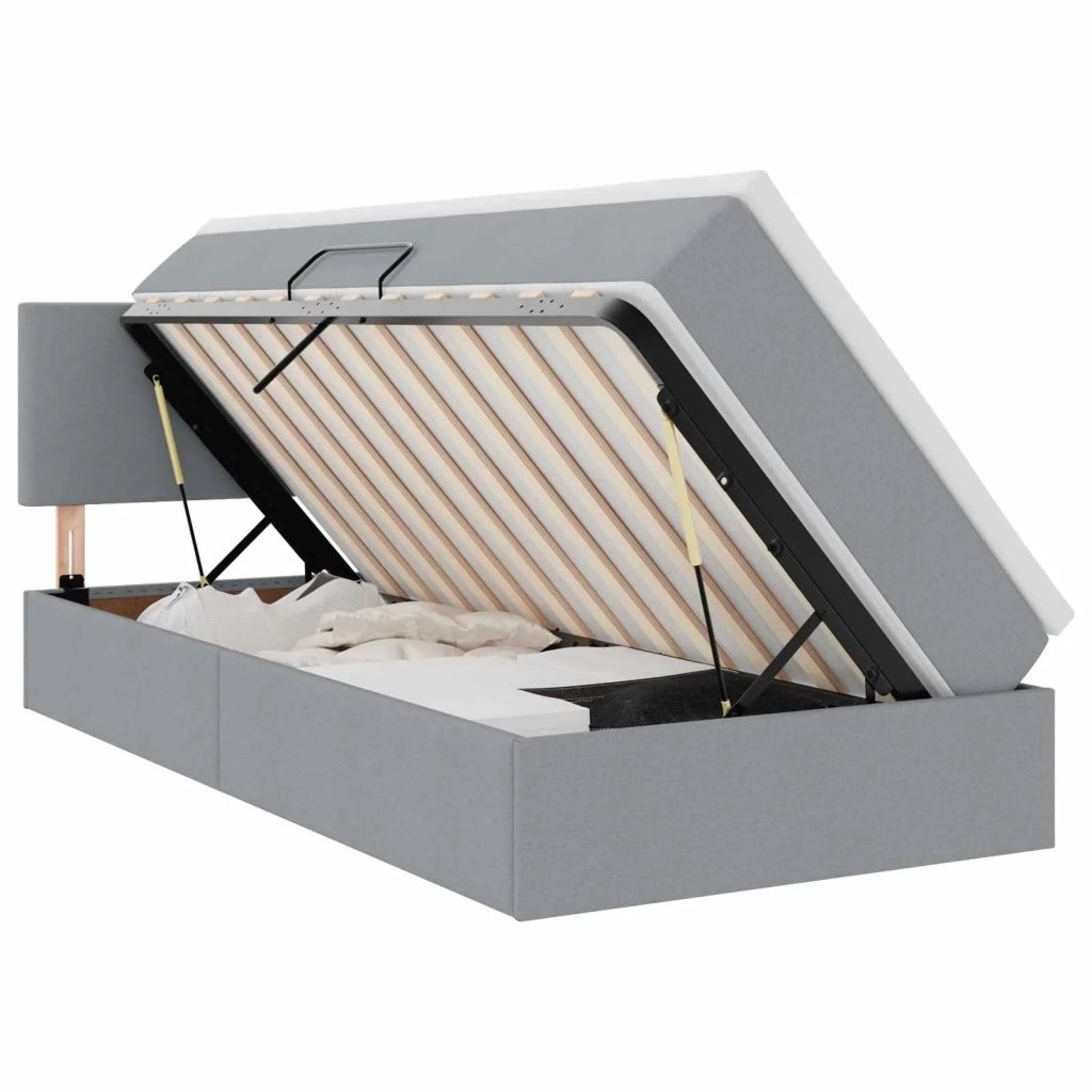 Letto con contenitore e materasso Grigio chiaro 90 x 200 cm