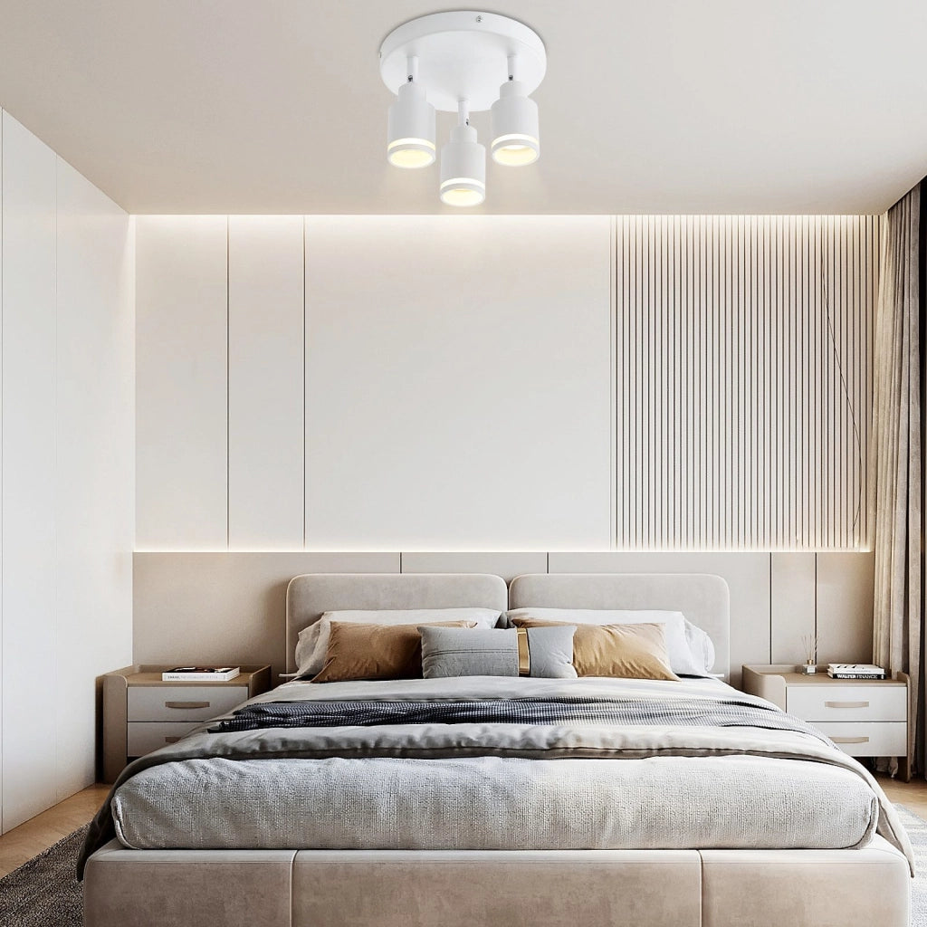 ZMH Faretto da soffitto bianchi 3 luci GU10 metallo orientabili moderni per camera letto sala pranzo senza lampadina