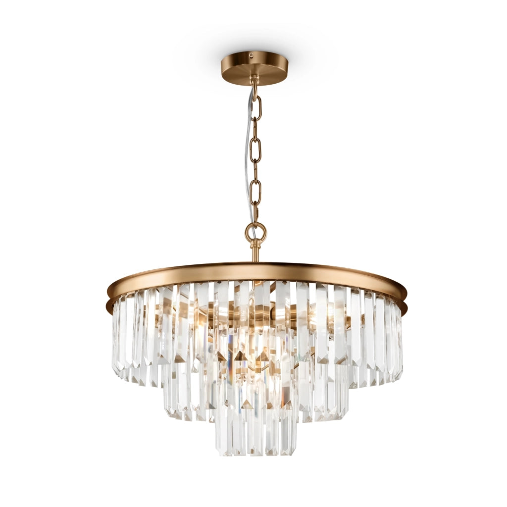 Lampadario Revero Maytoni cristallo ottone 7xE14 Ø50