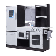 Cucina Giocattolo per Bambini in Legno ¨C zephmum ¨C 105x31.5x95 cm Marrone e Argento con Accessori