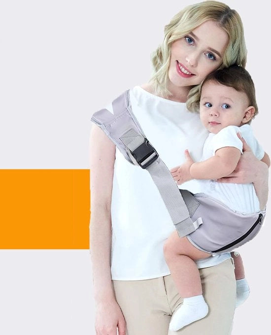 Sacca portafortuna portatile, ergonomico, separata in due parti, cinturino imbottito, tessuto respirante per bambini e bambini fino a 55 kg, 5-42 mesi (grigio)