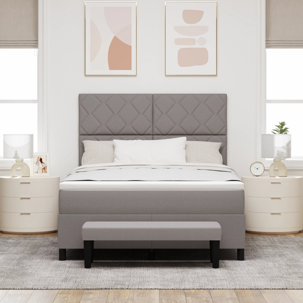 Letto con Box Spring e Panchina Taupe 160x200 cm Tessuto