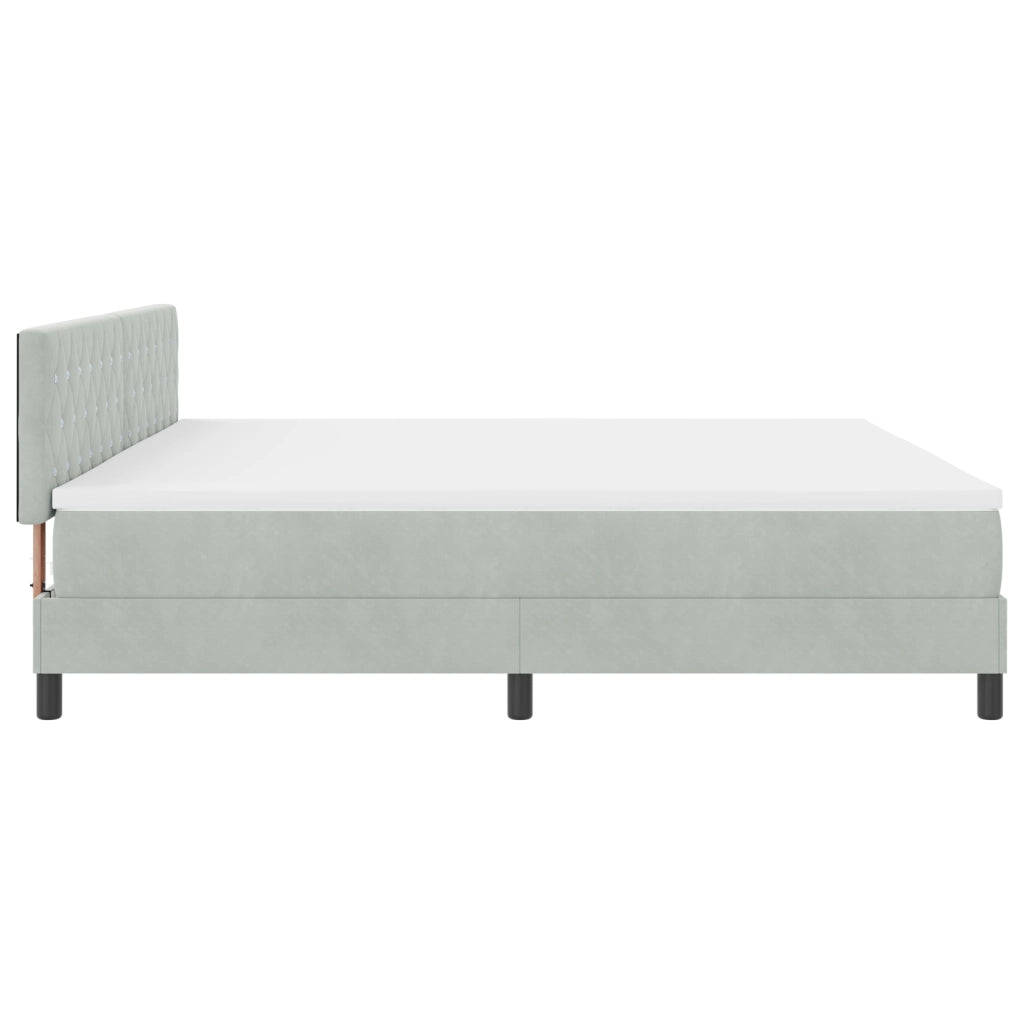 Letto Box Spring  con Materasso Grigio Chiaro 200x200 cm Velluto