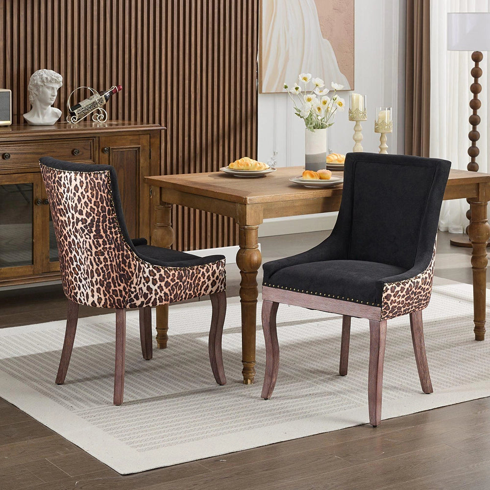 Set 2 sedie Ultra Side - Xylo - tessuto stampa leopardo gambe legno