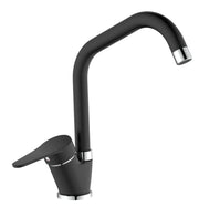 Miscelatore per cucina in ottone finitura granito nero, canna a ponte