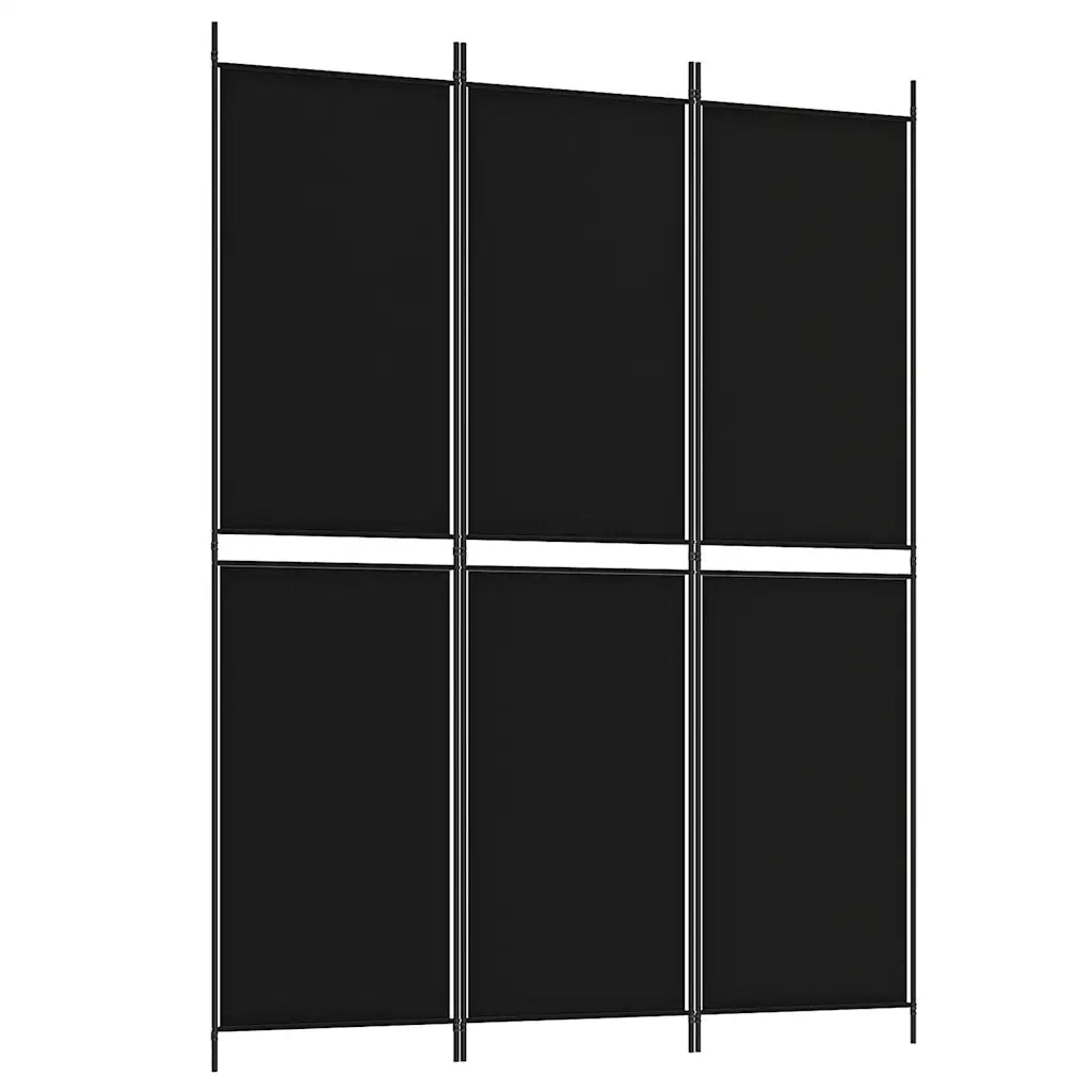 Divisorio Ambienti | Divider per stanze | Paravento a 3 Pannelli Nero 150x200 cm in Tessuto