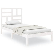 Letto singolo | Letto per adulti | Giroletto Bianco in Legno Massello 90x190 cm Single