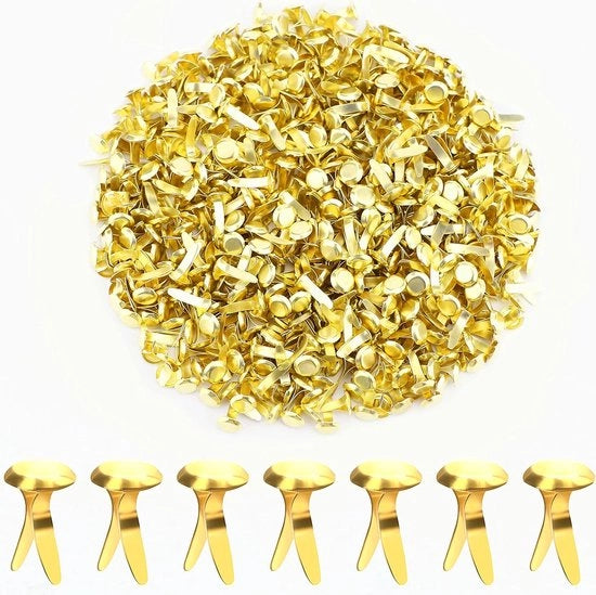 600 Stuks Bevestigingen Ronde Koperen Splitpennen per 12x8mm (Goud)