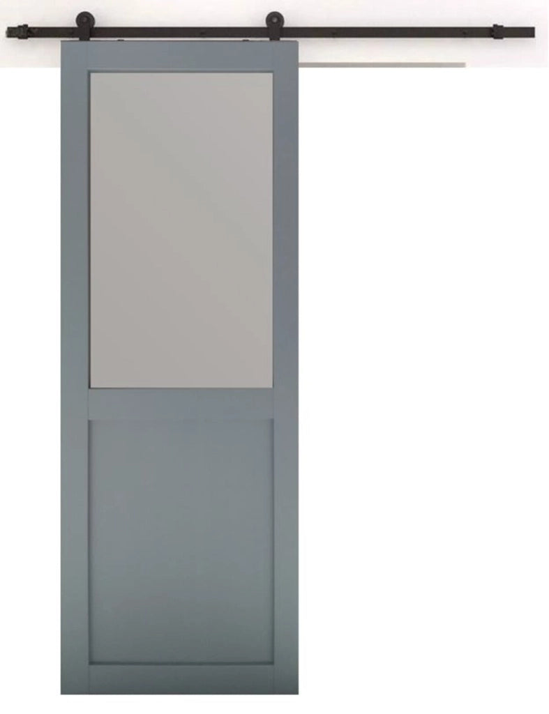 Modello di porta scorrevole Athena Style Atelier En Enrobe Gris Clair Largeur 83 + Rail En Acier Noir