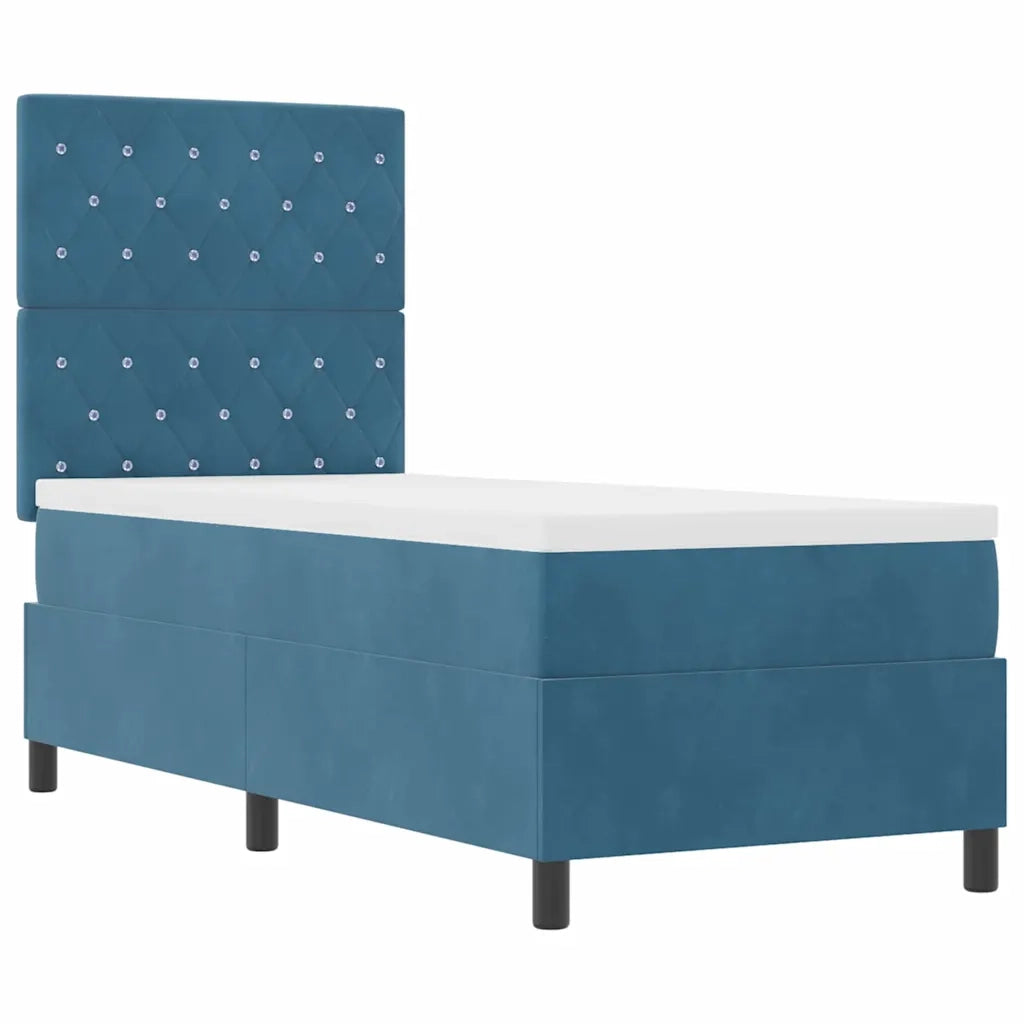 Letto a Sorgente LED con testiera Blu Scuro 80 x 200 cm Velluto 3343212