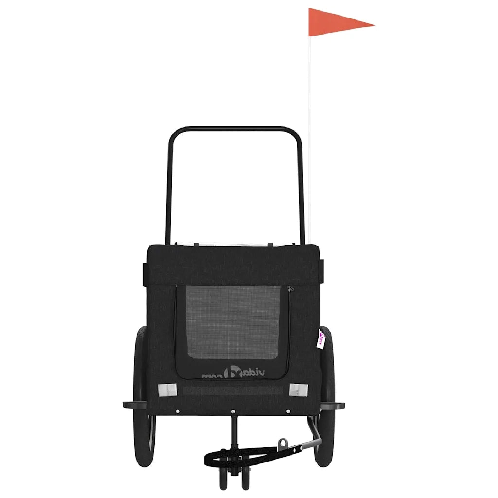 Rimorchio da Bici per Animali Nero Oxford e Ferro CFW3218248