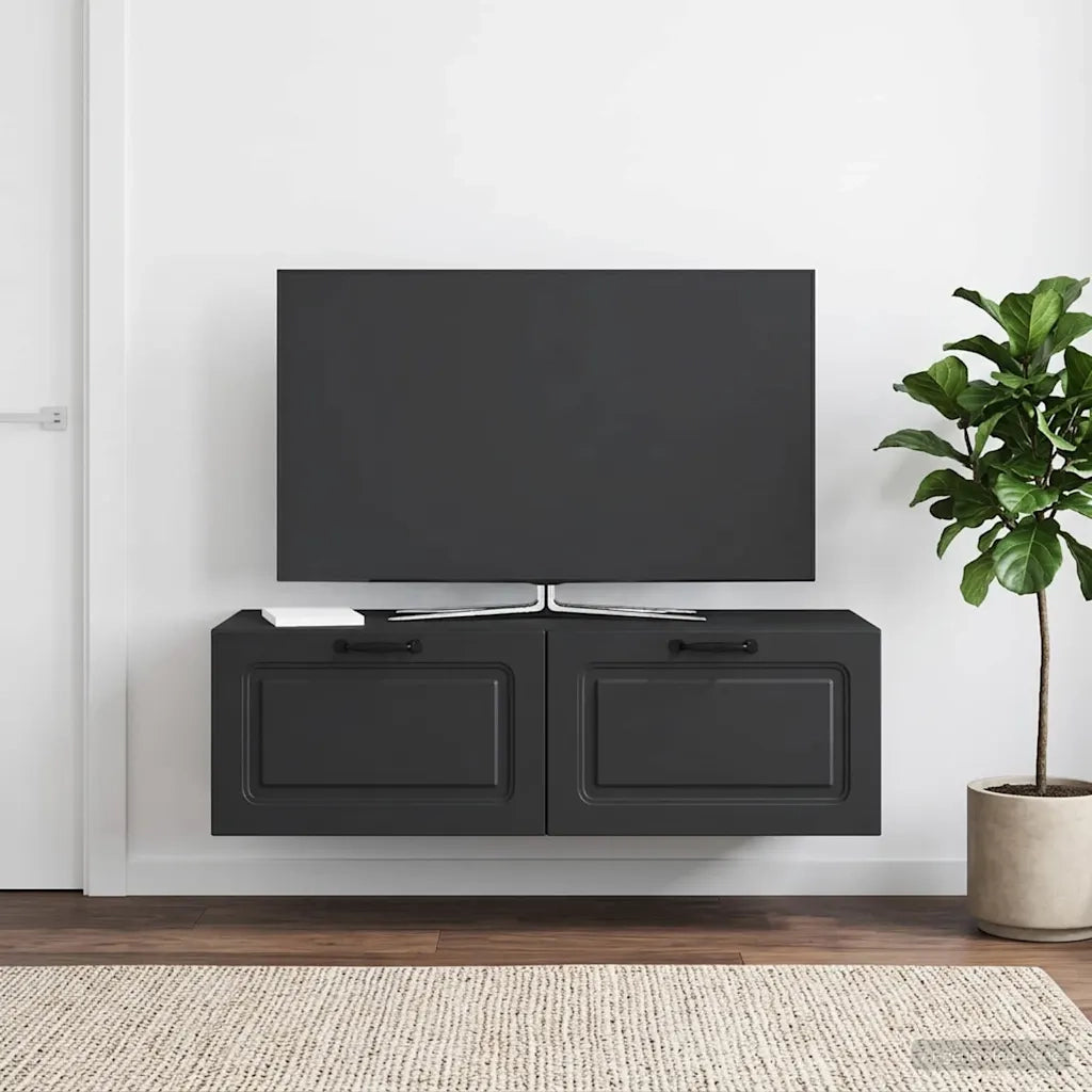 Mobile Porta TV da Muro Montaggio a parete Nero 98 x 41 x 30 cm 899376