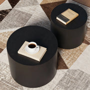Set di 2 tavolini rotondi nidificabili in MDF nero