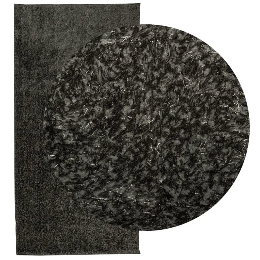 Tappeto del soggiorno | Tappeto a Pelo Lucido Lungo ISTAN Effetto Antracite 100x200 cm