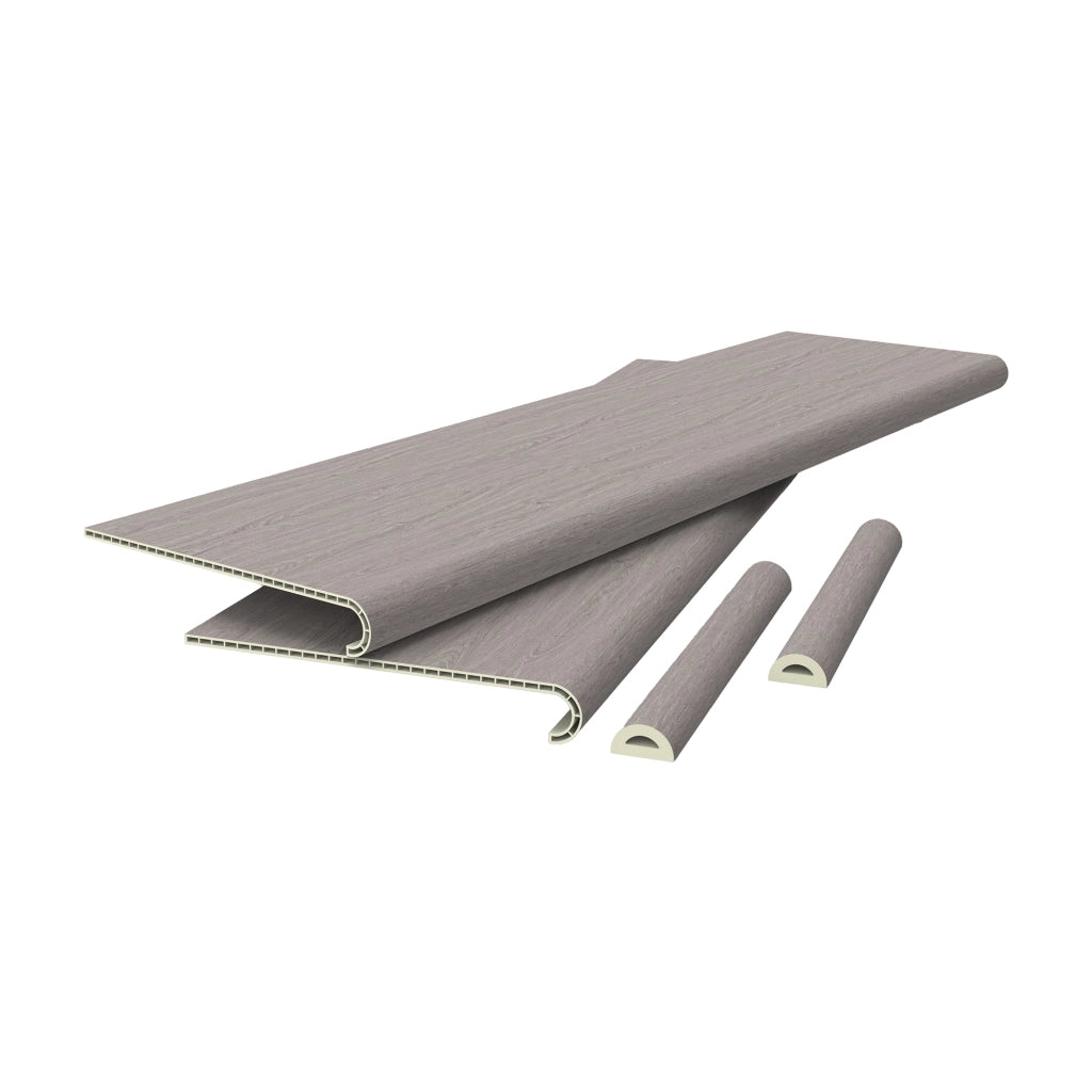 Set di 2 Profili Bunschoten Coprigradini Arrotondati in PVC 120 x 32 x 4,6 cm Ash Grey NEU.HOLZ