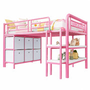 LETTO A CASTELLO Basso con contenitore 90x200 cm Metallo Rosa