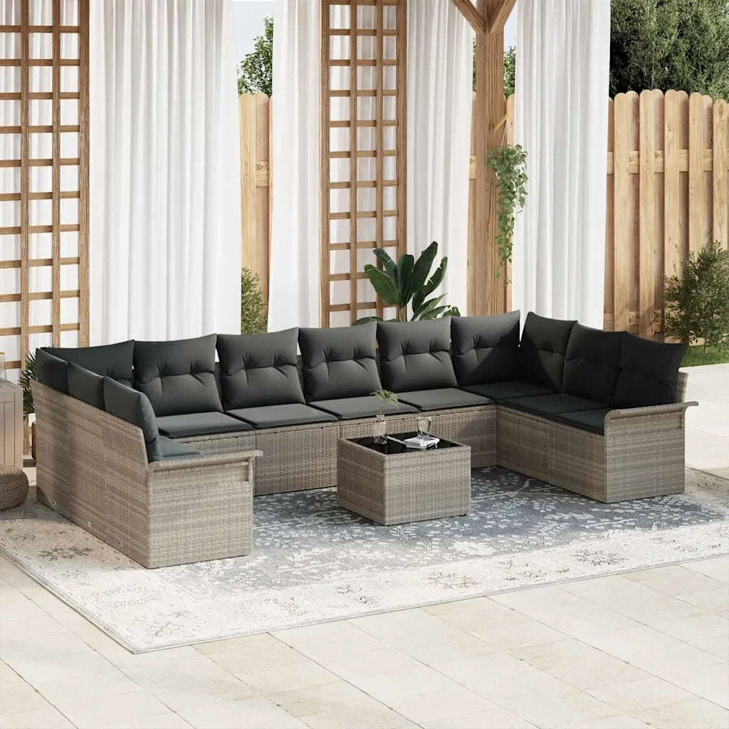 Set Divano da Giardino con cuscino 11 pcs Grigio Poly Rattan 3354221