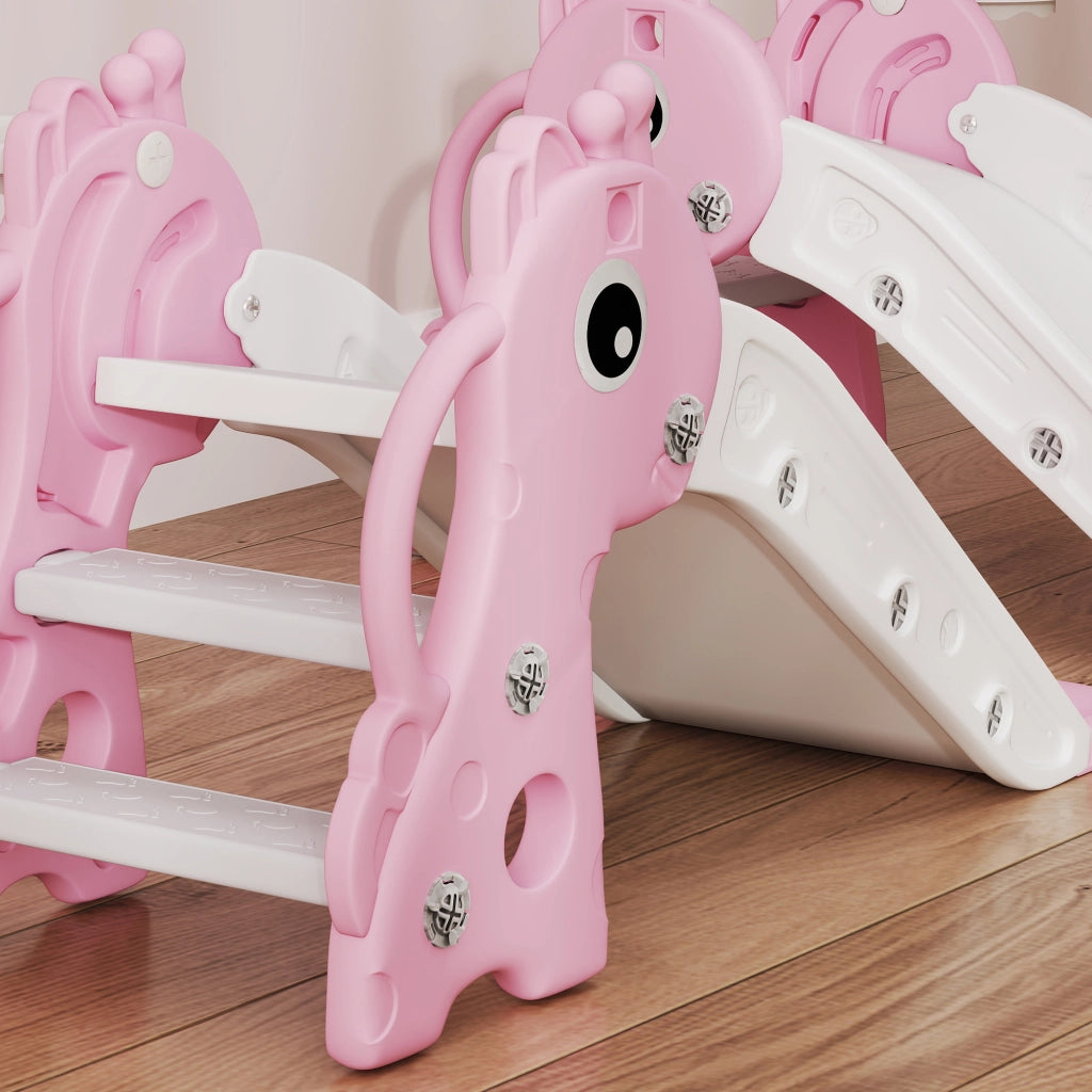 Scivolo 3 in 1 per Bambini Forma Giraffa con Canestro e Palla ¨C Xylo ¨C Rosa