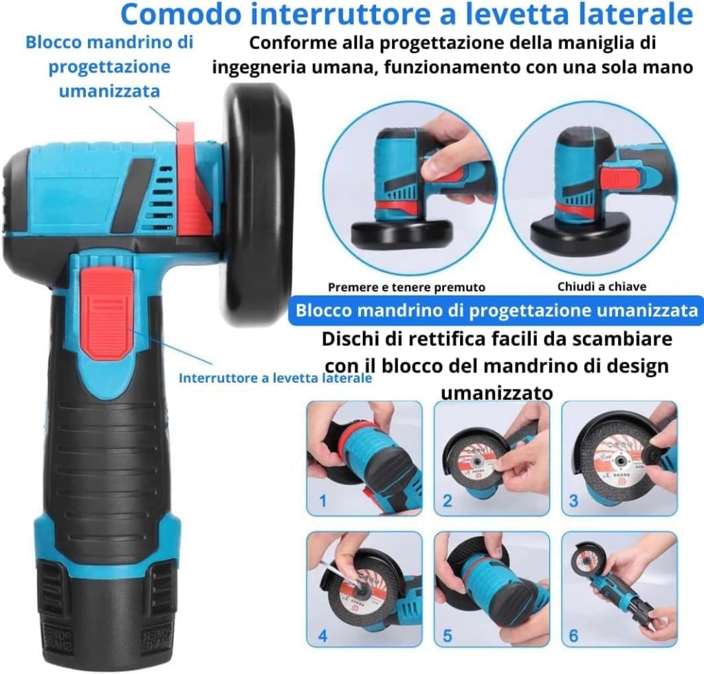 Trapano Avvitatore a Batteria, Mini Smerigliatrice Angolare Taglierina Elettrica