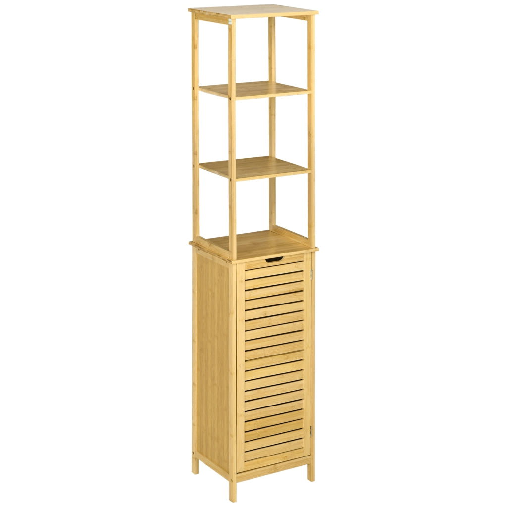 Mobile colonna bagno con 3 ripiani e ante persiane in bamb¨´ ¨C zephmum ¨C 60x30x200 cm