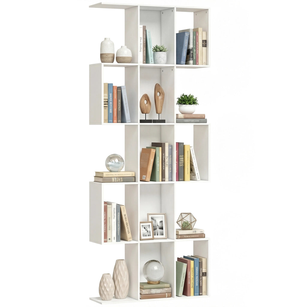 Libreria Scaffale 5 Livelli Soggiorno Studio Ufficio ¨C zephmum ¨C 80x24x200 cm Bianco