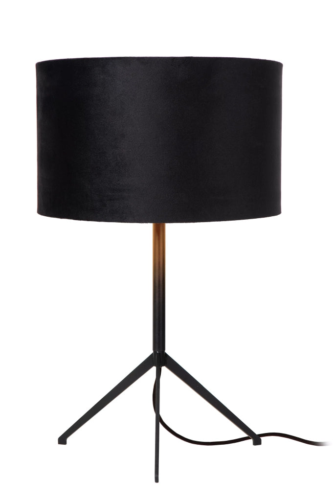 Lampada da tavolo nera paralume velluto E27 Lucide Tondo