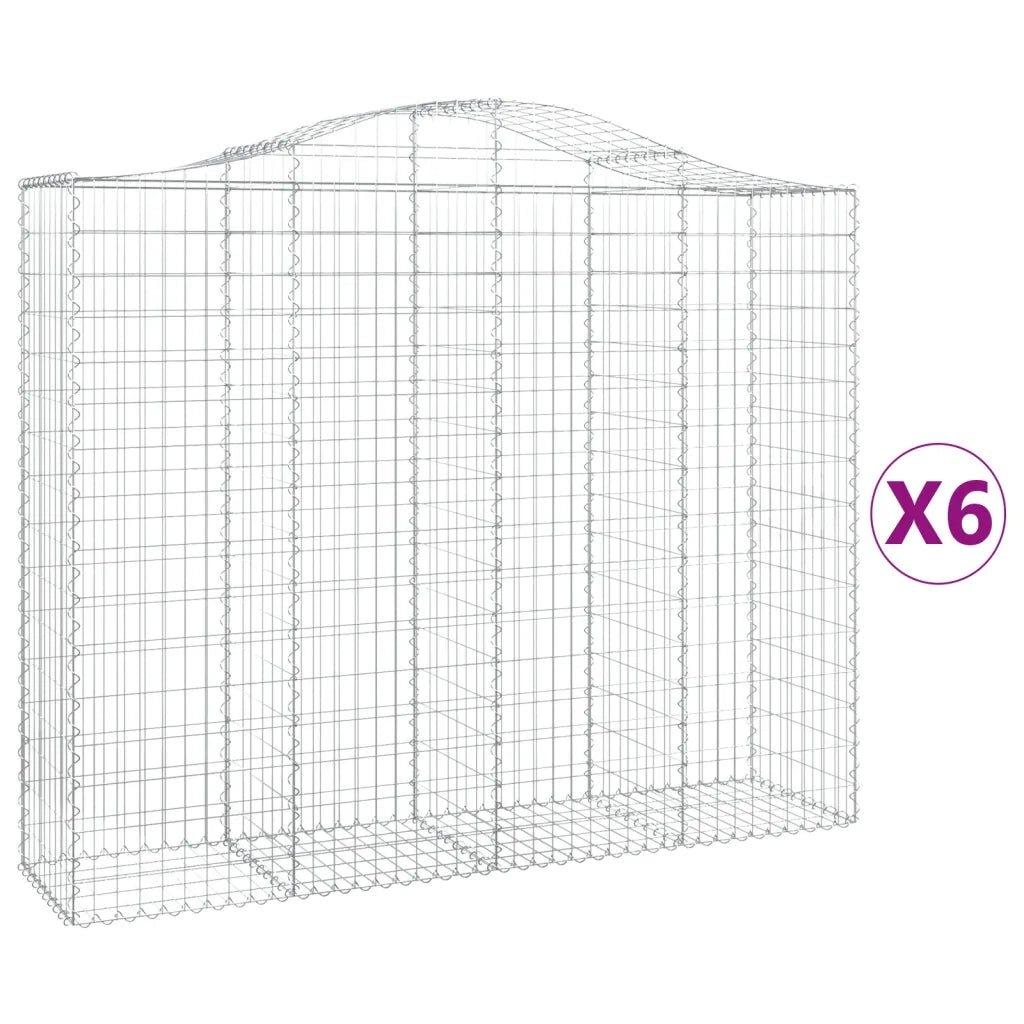 Cesti Gabbioni ad Arco 6 pz 200x50x160/180 cm Ferro Zincatocod mxl 123869