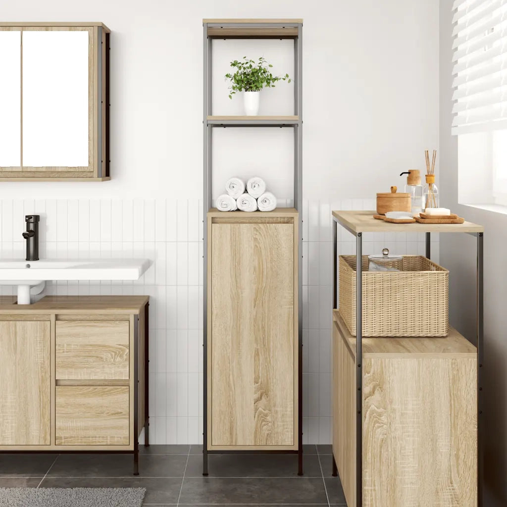 vidaXL Mobile da Bagno con Ripiani Rovere Sonoma 36x35x165 cm