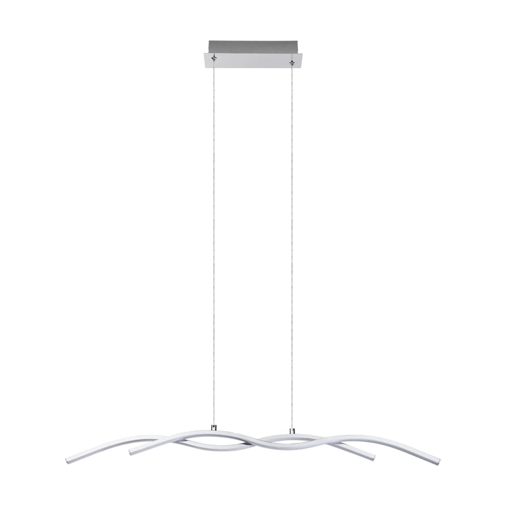Lampadario A Sospensione Moderno Lasana 2 Acciaio Cromo 1 Luce Led 19W 2600Lm