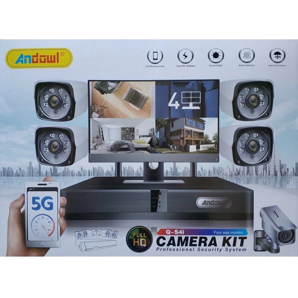 Trade Shop - Kit Dvr Wireless Wifi 4 Canali Sistema Registrazione Cctv Hd 4 Telecamera Q-s4i -
