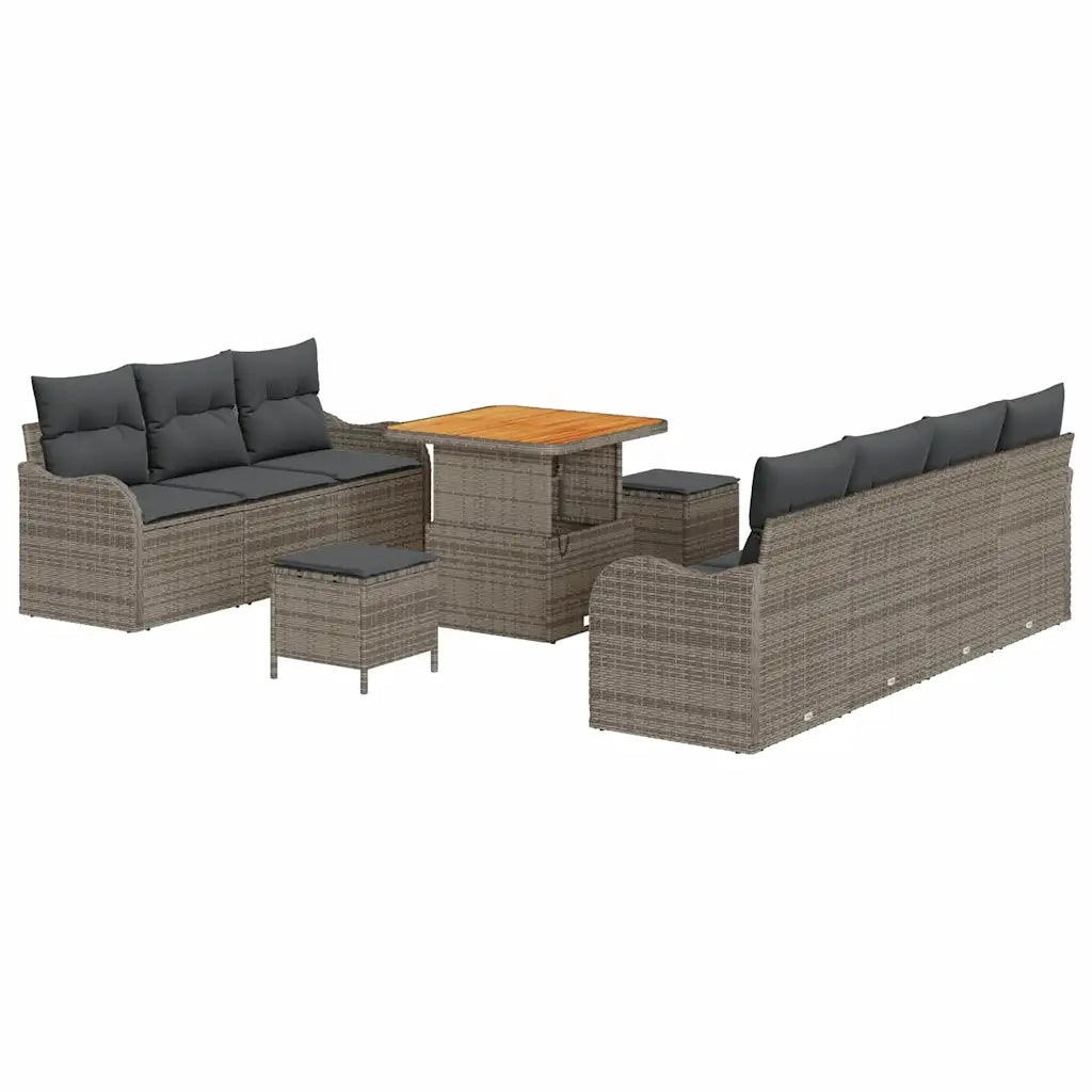 vidaXL Set Divano da Giardino 10 pcs Grigio polyrattan