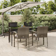 Set da Pranzo Giardino 5pz Nero e Grigio con Cuscini Polyrattancod mxl 76441