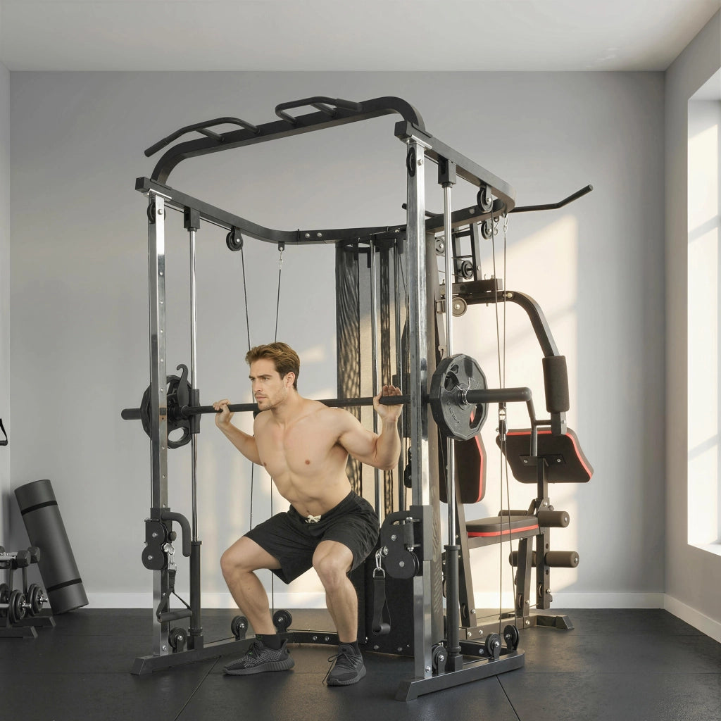 Stazione di allenamento multifunzione ¨C zephmum ¨C con pesi 65kg, lat machine, preacher curl, butterfly