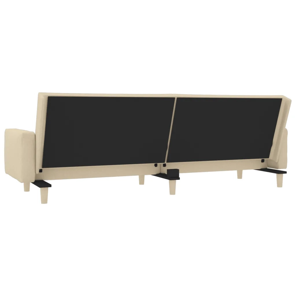 Divano letto | Sof¨¤ letto | Letto singolo a 2 Posti con 2 Cuscini Crema in Tessuto