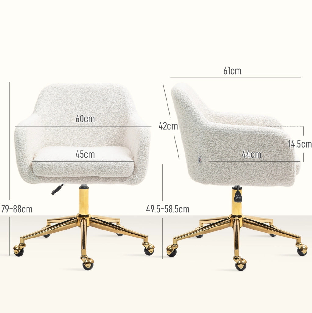 Sedia da ufficio girevole regolabile color crema
