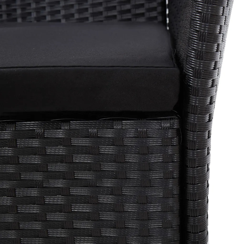Set da Pranzo da Giardino 9 pz con Cuscini in Polyrattan Nero 46023