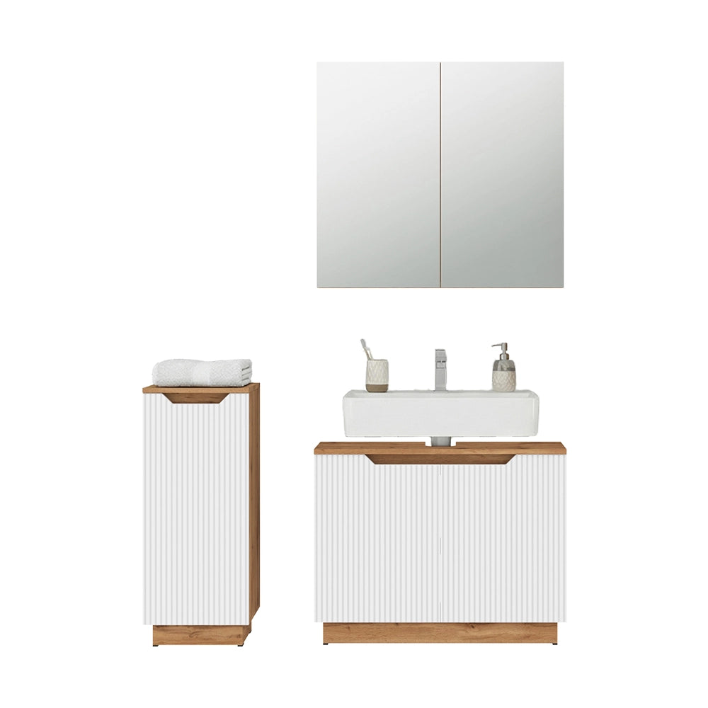 Vicco Set di mobili da bagno Rovere/bianco a strisce 3 parti