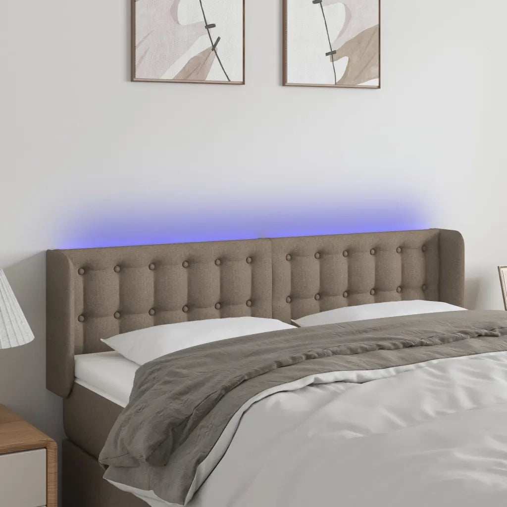 Testiera | Testata a LED Tortora 147x16x78/88 cm in Tessuto