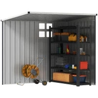 Casetta da Giardino in Acciaio 1.2x1.9 m con Porta Bloccabile e Prese d'Aria, Grigio Scuro
