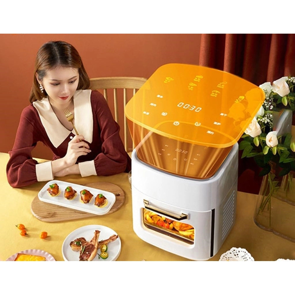 Trade Shop - Friggitrice Ad Aria Multifunzione Forno 15lt Senza Olio Cestello Antiaderente 10 Programmi -