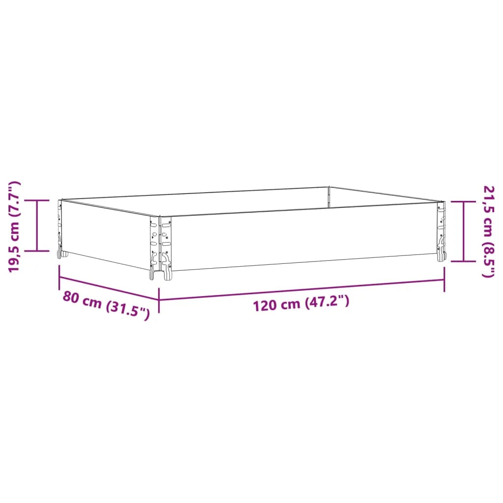 Vassoio per fioriera aiuola rialzata piante fiori terrazza giardino 120 x 80 cm legno massello di pino grigio 02_0037406