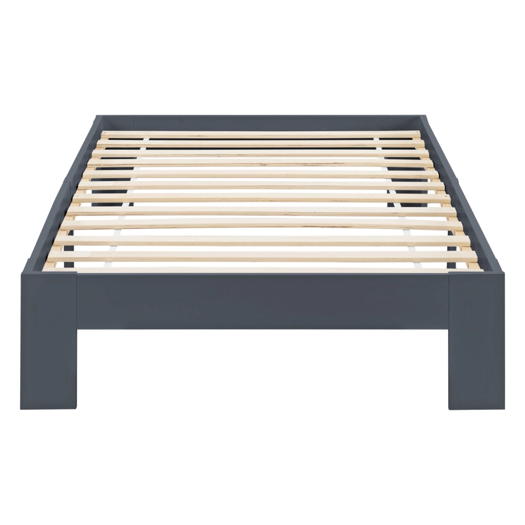 Letto in Legno di Pino con Materasso a Schiuma Fredda 120 x 200 cm Letto 1 Piazza e Mezza in Design Minimal - Grigio Scuro