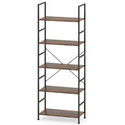 Libreria a 5 ripiani scaffale alto 160cm con mensole industriali e struttura in metallo, Libreria organizzatore moderno rustico-Librerie