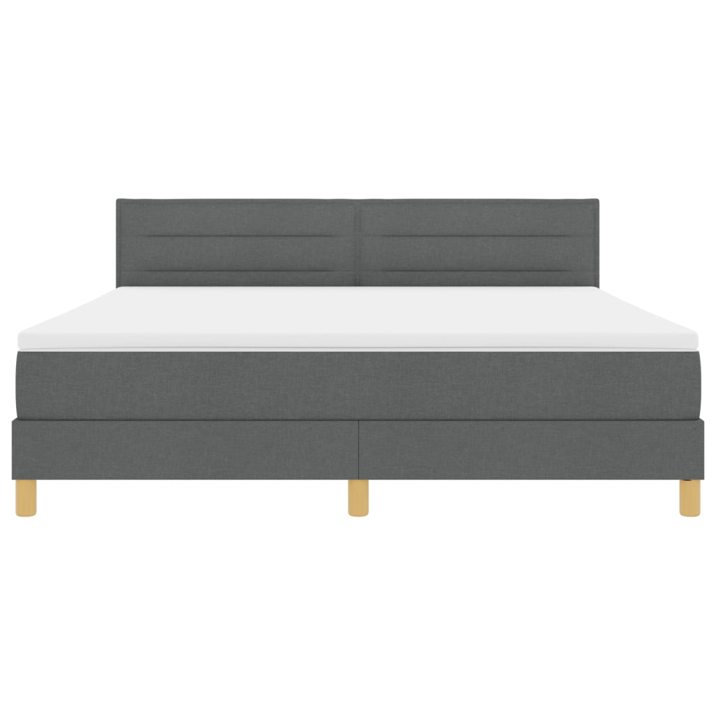 Letto Box Spring con Materasso & LED Grigio Scuro 180x200 cm in Tessuto