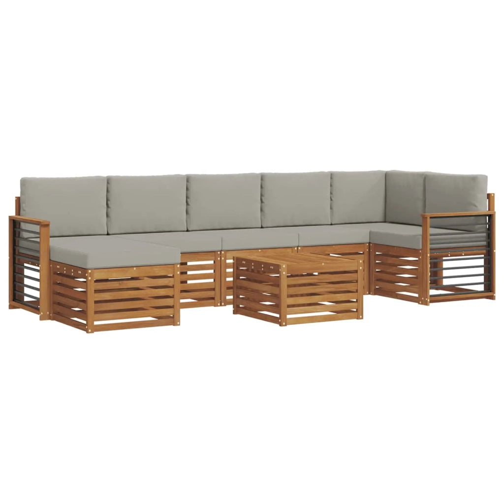 Set divano sezionale con cuscino 8 pcs Grigio Naturale e Chiaro 3375221